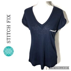 Stitch Fix Linen Pocket Tee NWT XS Women’s Blue